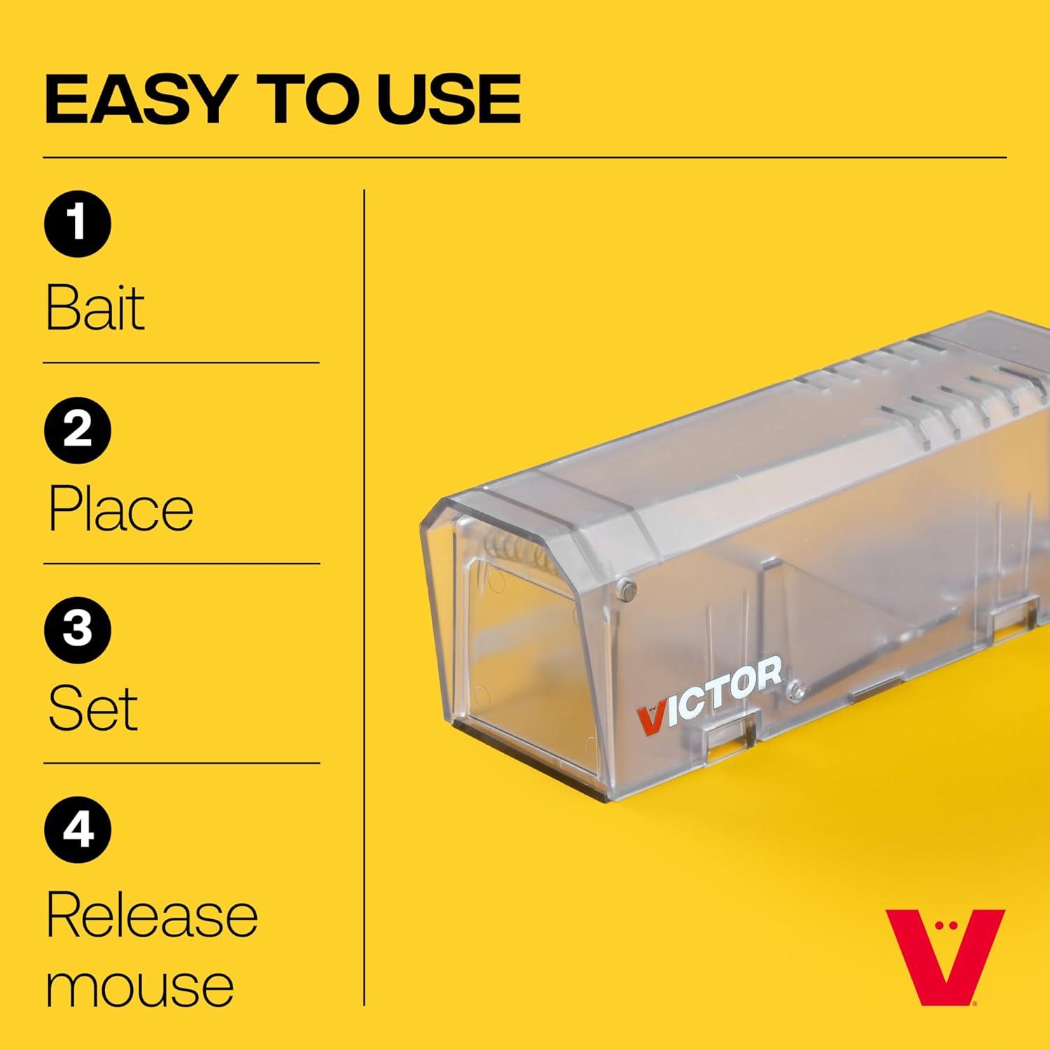 imageVictor Live Catch Mouse Trap 1 Trap M337 Live Catch and Release Trap for Mice Humane Mouse Traps Clear Design Humane Easy to Use 1 Pack1 Trap