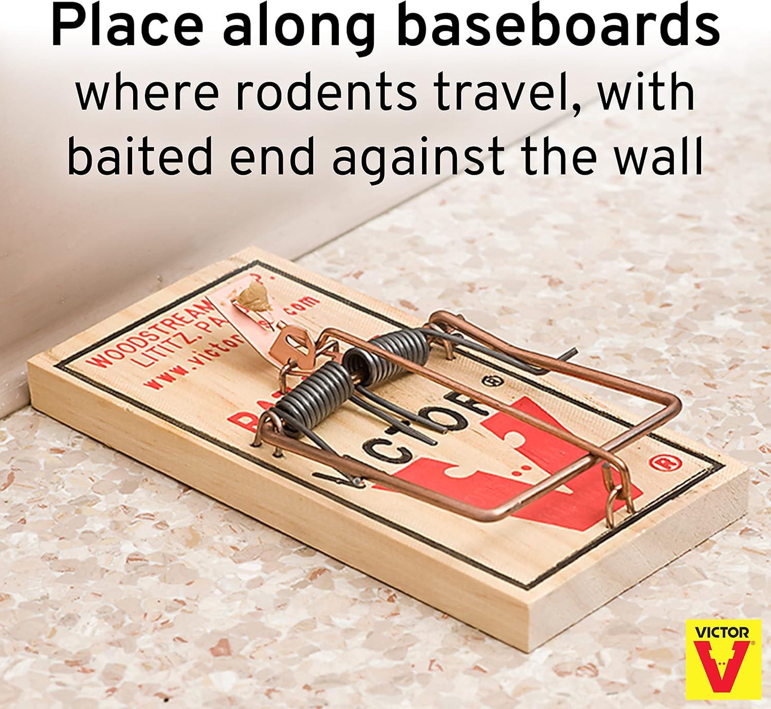 imageVictor Metal Pedal Sustainably Sourced FSC Wood Humane Snap Rat Trap M200 Kill Rats in Homes and Businesses 12 Wooden Traps 12 Pack