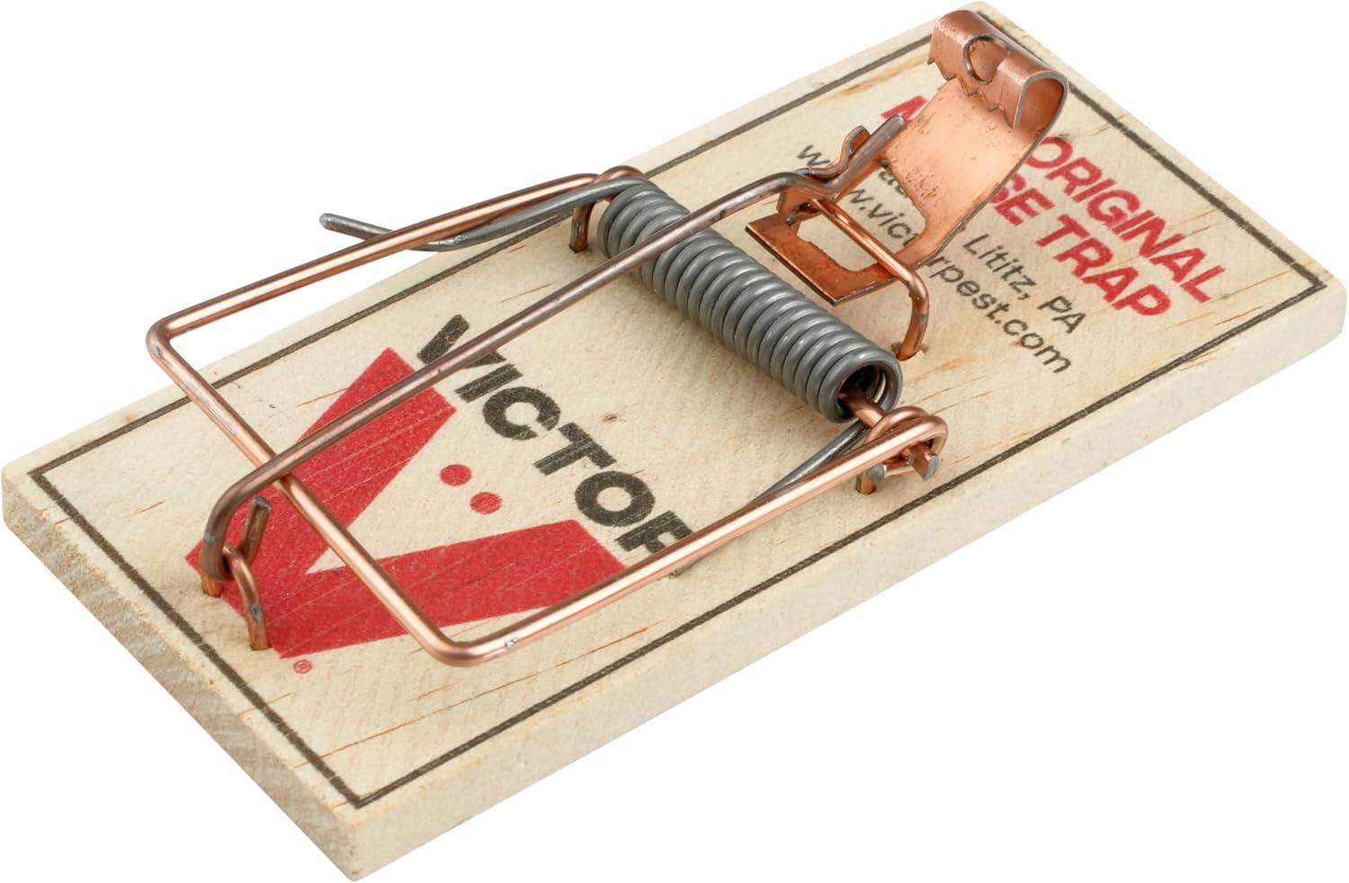 imageVictor Mouse Traps M03512 Plastic Pedal Sustainably Sourced FSC Wood Wooden Mouse Traps 12 Pack12 Metal Pedal Traps
