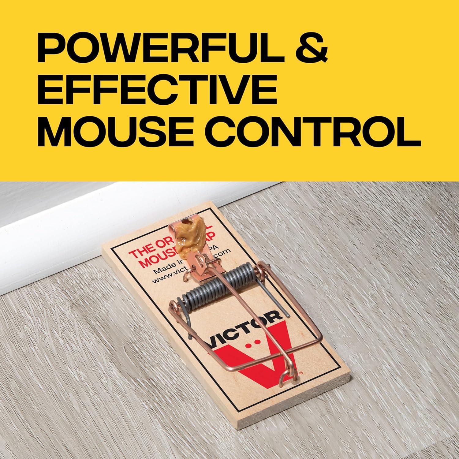 imageVictor Mouse Traps M03512 Plastic Pedal Sustainably Sourced FSC Wood Wooden Mouse Traps 12 Pack12 Metal Pedal Traps