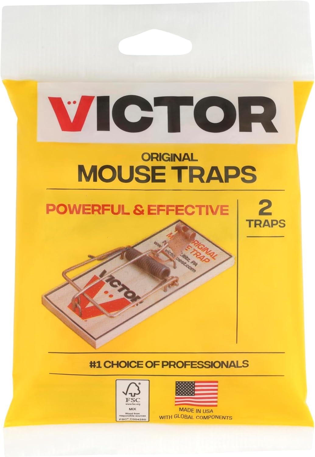 imageVictor Mouse Traps M03512 Plastic Pedal Sustainably Sourced FSC Wood Wooden Mouse Traps 12 Pack12 Metal Pedal Traps