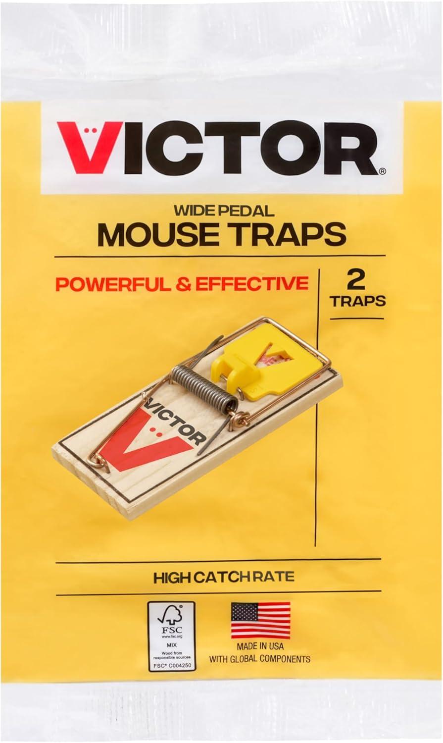 imageVictor Mouse Traps M03512 Plastic Pedal Sustainably Sourced FSC Wood Wooden Mouse Traps 12 Pack12 Plastic Pedal Traps