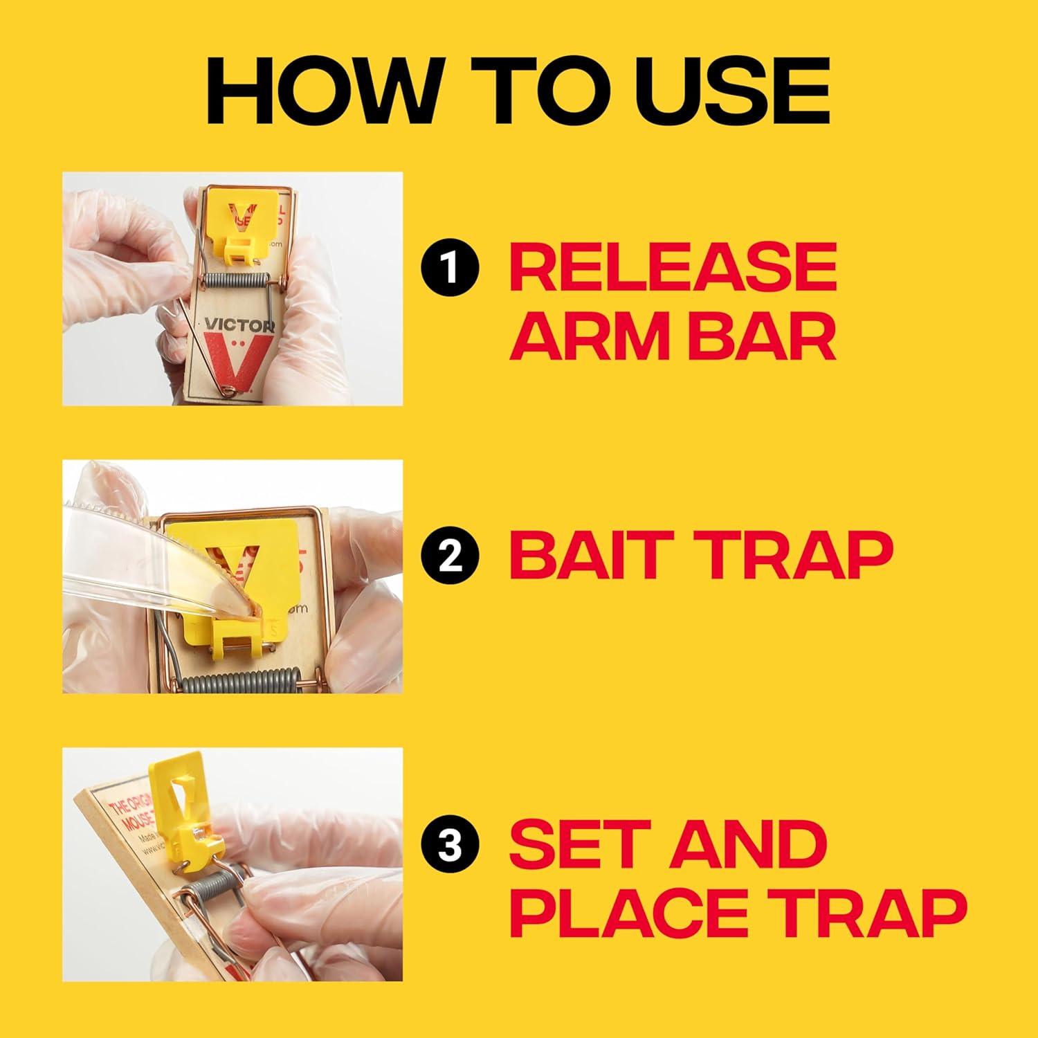 imageVictor Mouse Traps M03512 Plastic Pedal Sustainably Sourced FSC Wood Wooden Mouse Traps 12 Pack12 Plastic Pedal Traps