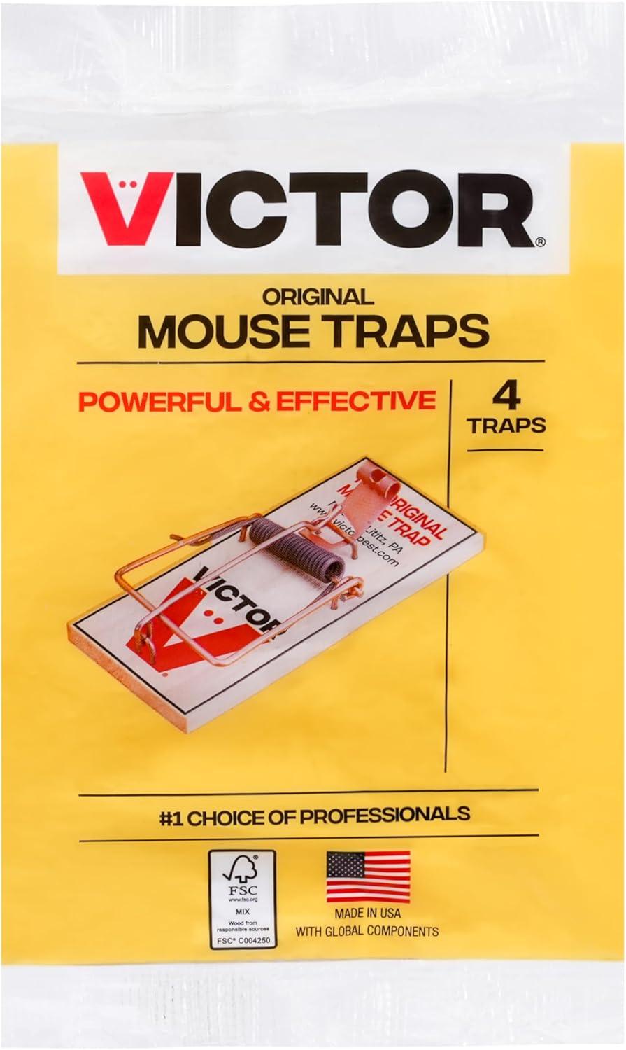 imageVictor Mouse Traps M03512 Plastic Pedal Sustainably Sourced FSC Wood Wooden Mouse Traps 12 Pack4 Traps