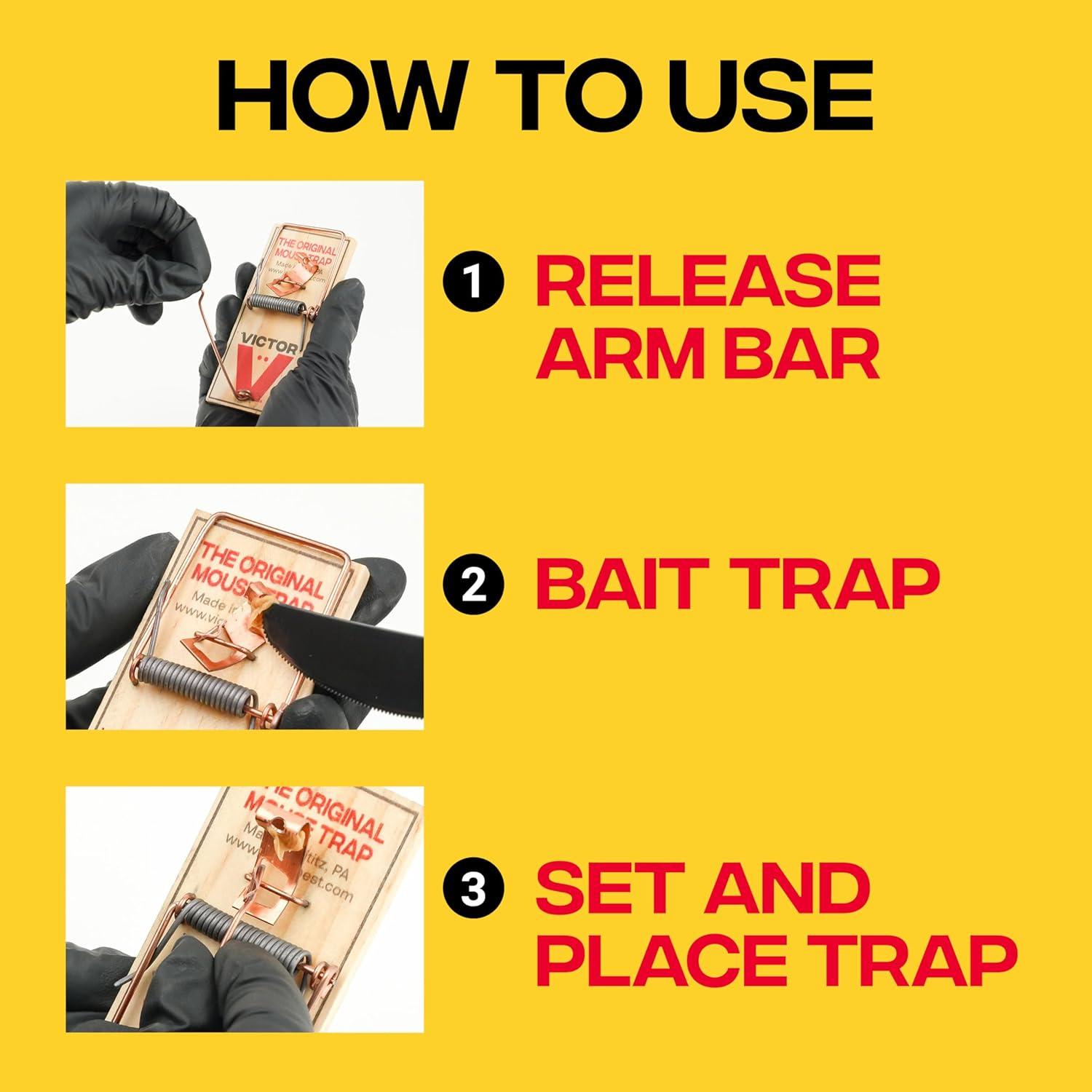 imageVictor Mouse Traps M03512 Plastic Pedal Sustainably Sourced FSC Wood Wooden Mouse Traps 12 Pack4 Traps