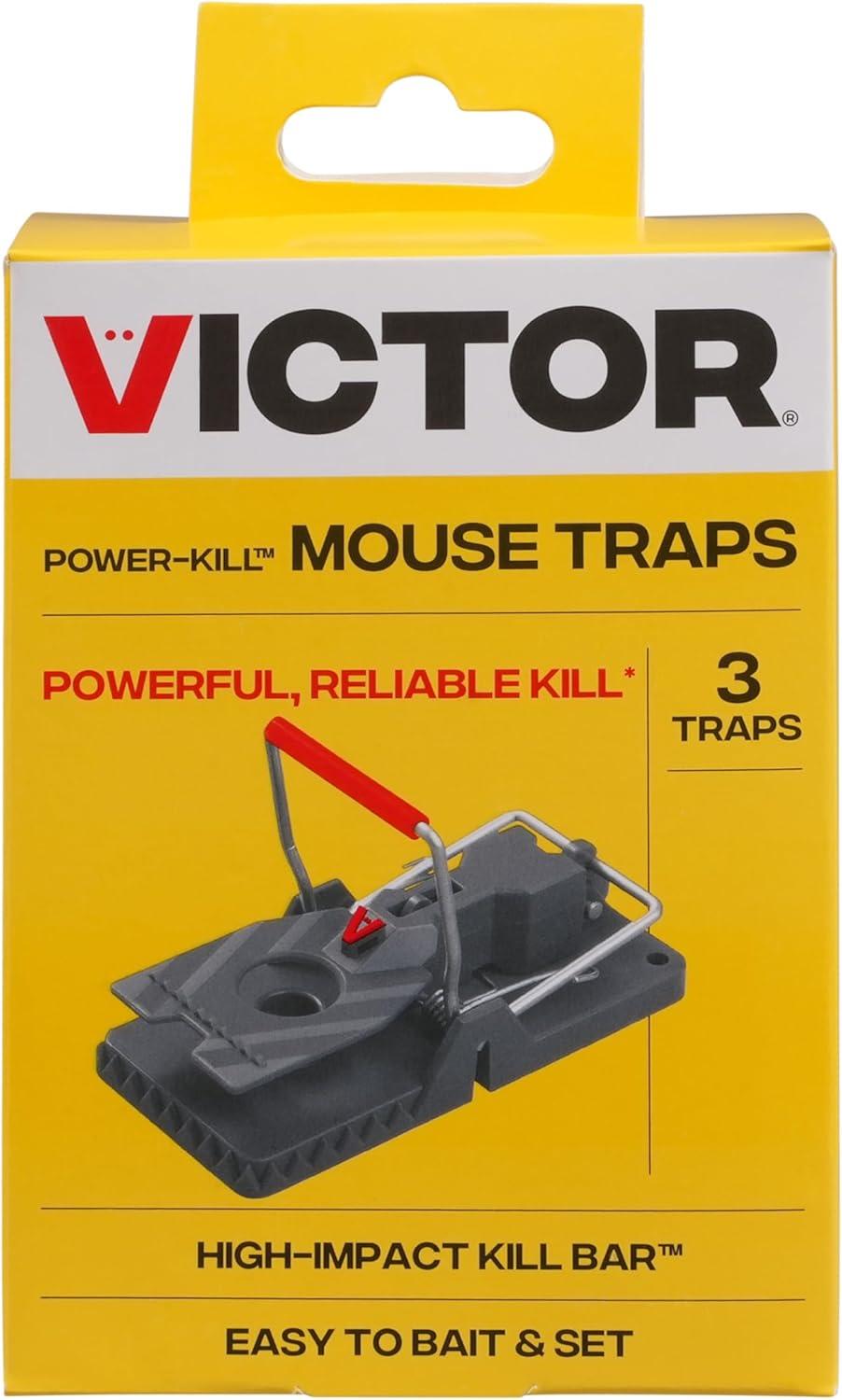 imageVictor Power Kill Mouse Trap M1423B Easy to Set Rat Trap Humanely and Quickly Kills Mice Versatile Placement Options 3 Pack3 Traps