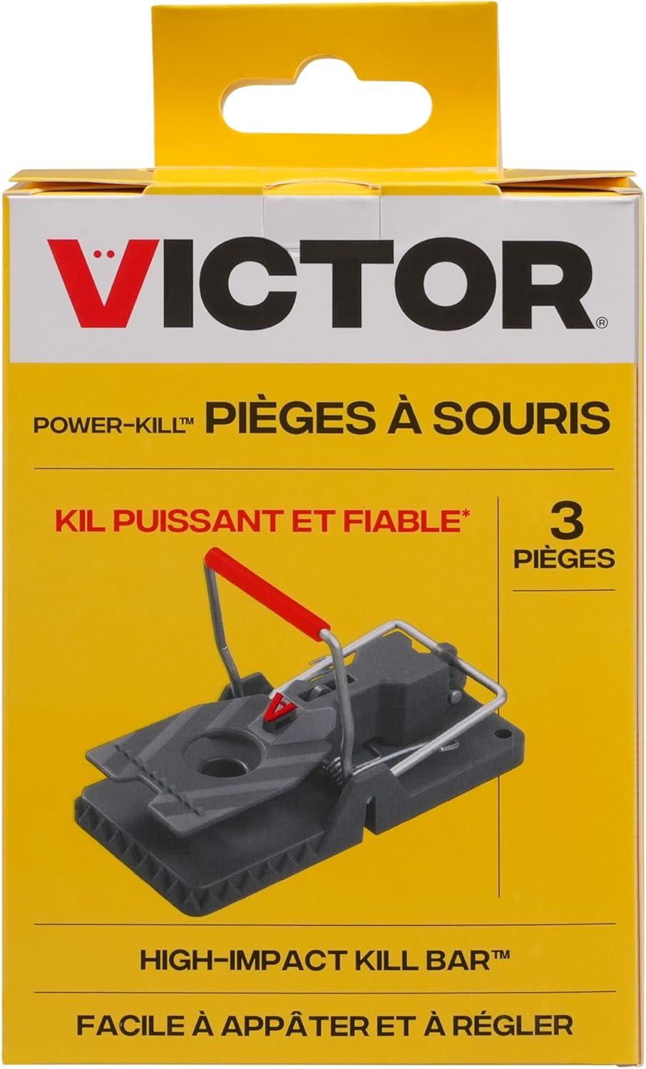 imageVictor Power Kill Mouse Trap M1423B Easy to Set Rat Trap Humanely and Quickly Kills Mice Versatile Placement Options 3 Pack3 Traps