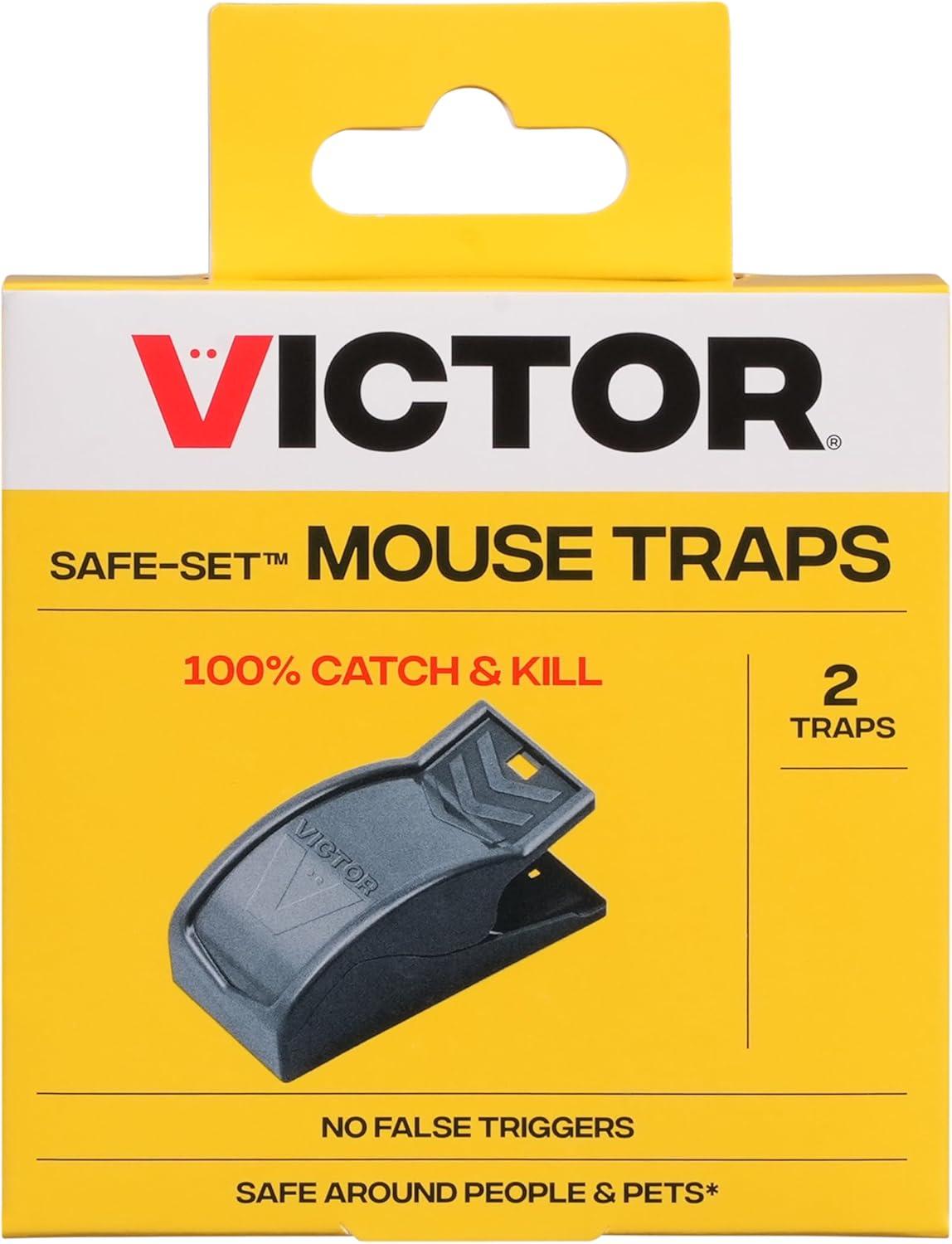imageVictor SafeSet Mouse Trap Quick and Clean Rodent Disposal No Accidental Triggers 6 Reusable Mouse Traps M0706SR2 Traps