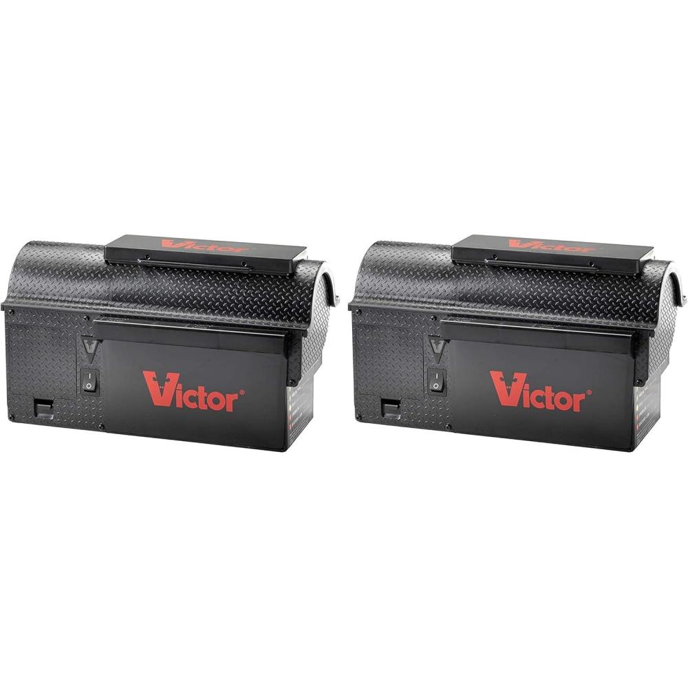 imageVictor M260 Indoor MultiKill Humane Electronic Mouse Trap  No Touch No See Electronic Intant Kill Mouse Trap  2 Traps Black1 Trap Pack of 2