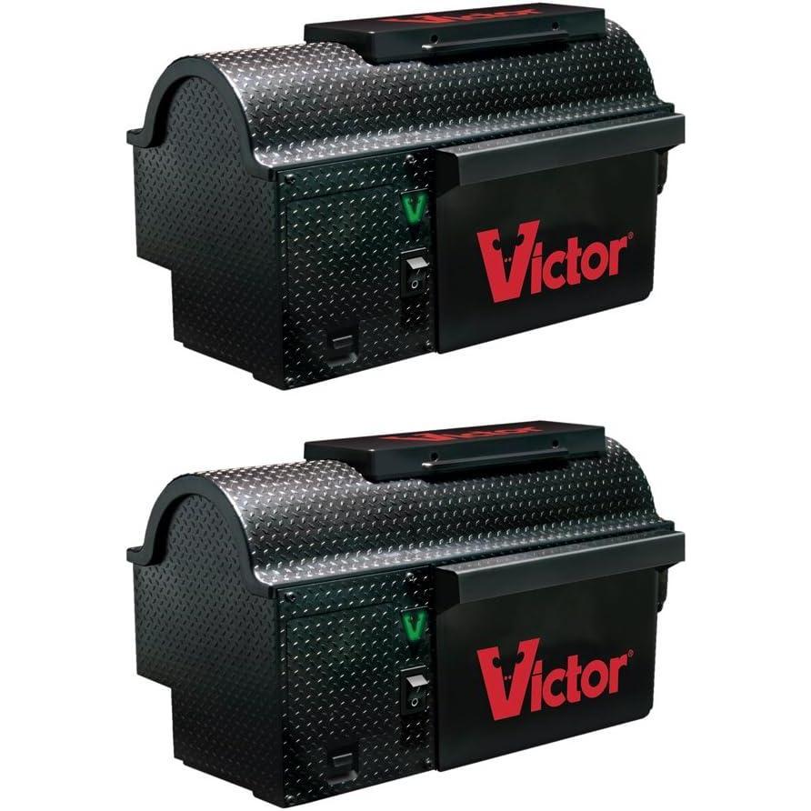 imageVictor M260 Indoor MultiKill Humane Electronic Mouse Trap  No Touch No See Electronic Intant Kill Mouse Trap  2 Traps Black2 Traps