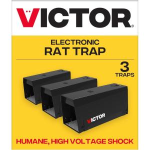 Victor M241BSR-3 Indoor Electronic Rat Trap, Humane Electric Rat Traps Indoor for Home, No Touch, No See Traps, Pack of 3(3 Traps)