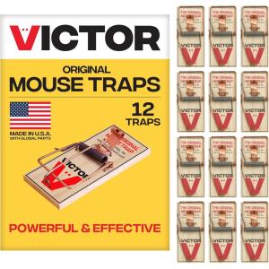 Victor Mouse Traps M035-12, Plastic Pedal, Sustainably Sourced FSC Wood, Wooden Mouse Traps, 12 Pack(12 Metal Pedal Traps)