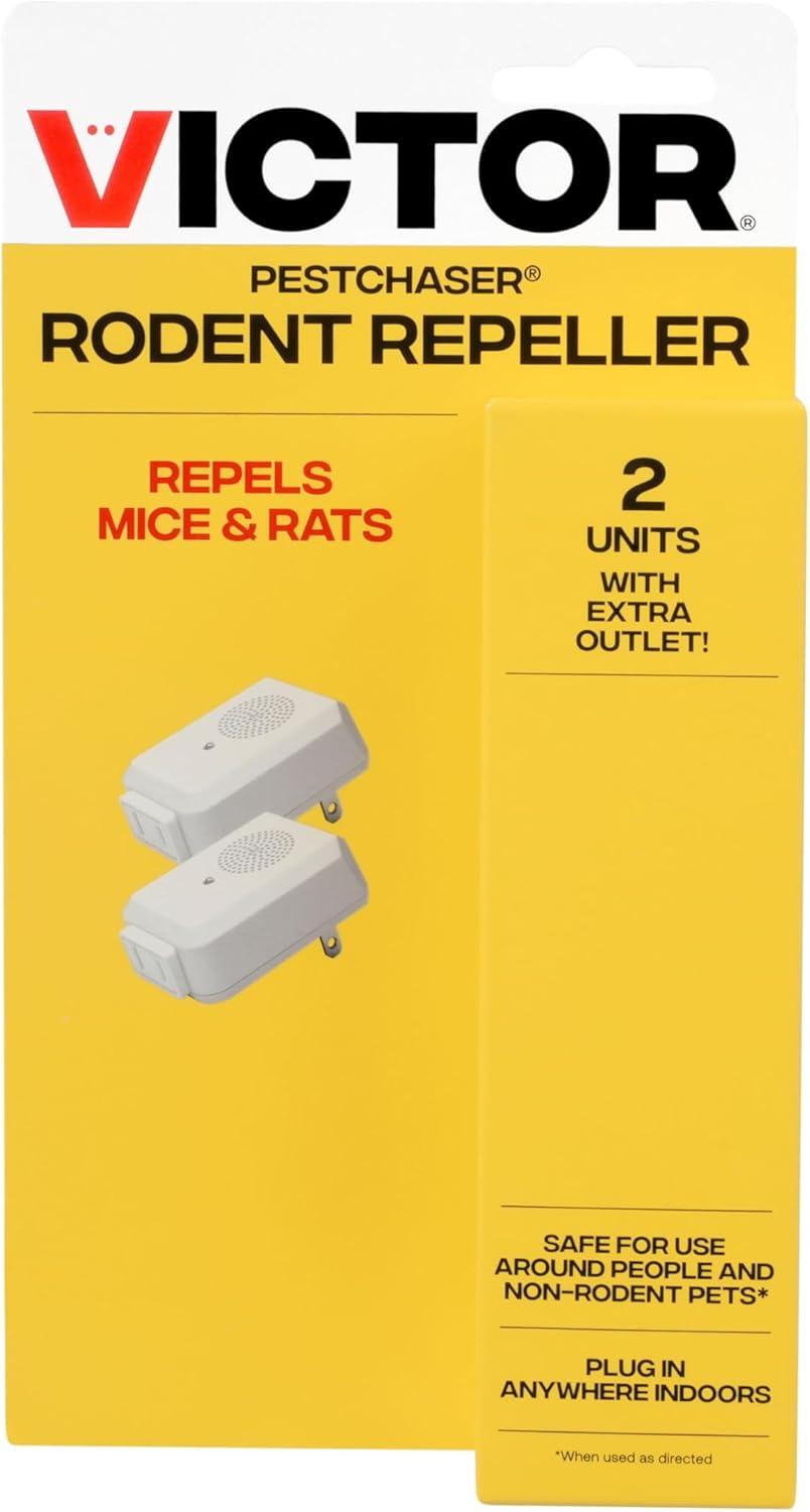 imageVictor PestChaser Rodent Repellent with Nightlight ampamp Outlet 1 Pack M751PS High Frequency Rodent Repeller Repel Rodents Indoors2 Pack