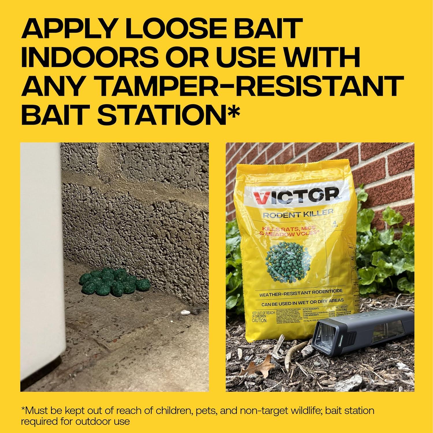imageVictor Rat Poisoning for Inside ampamp Outside Use Kills Rats Mice Meadow Voles Mouse Poisoning for Indoor ampamp Outdoor Areas ReadytoUse 4 lb Bag M925Rodent Killer