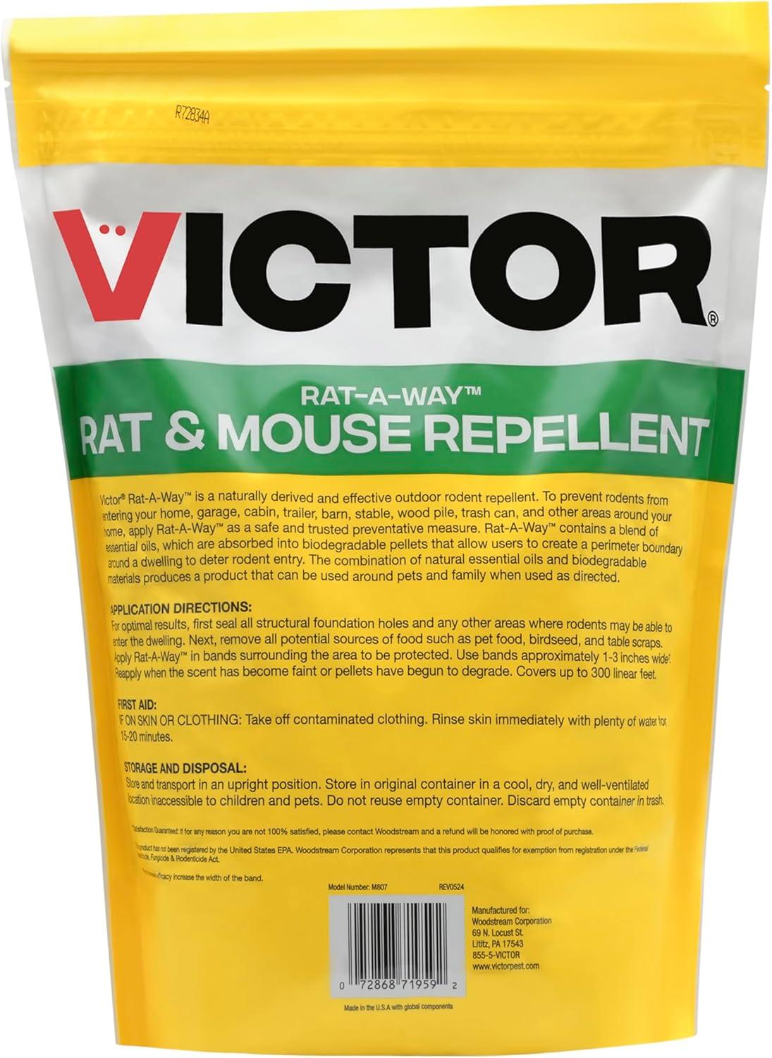 imageVictor RatAWay Rat ampamp Mouse Repellent Repel Rodents Outdoors with Essential Oils Biodegradable Pellets Natural NonToxic ampamp PoisonFree Rodent Repeller for Rats and Mice M807 3 lb Bag1 Count Pack of 1
