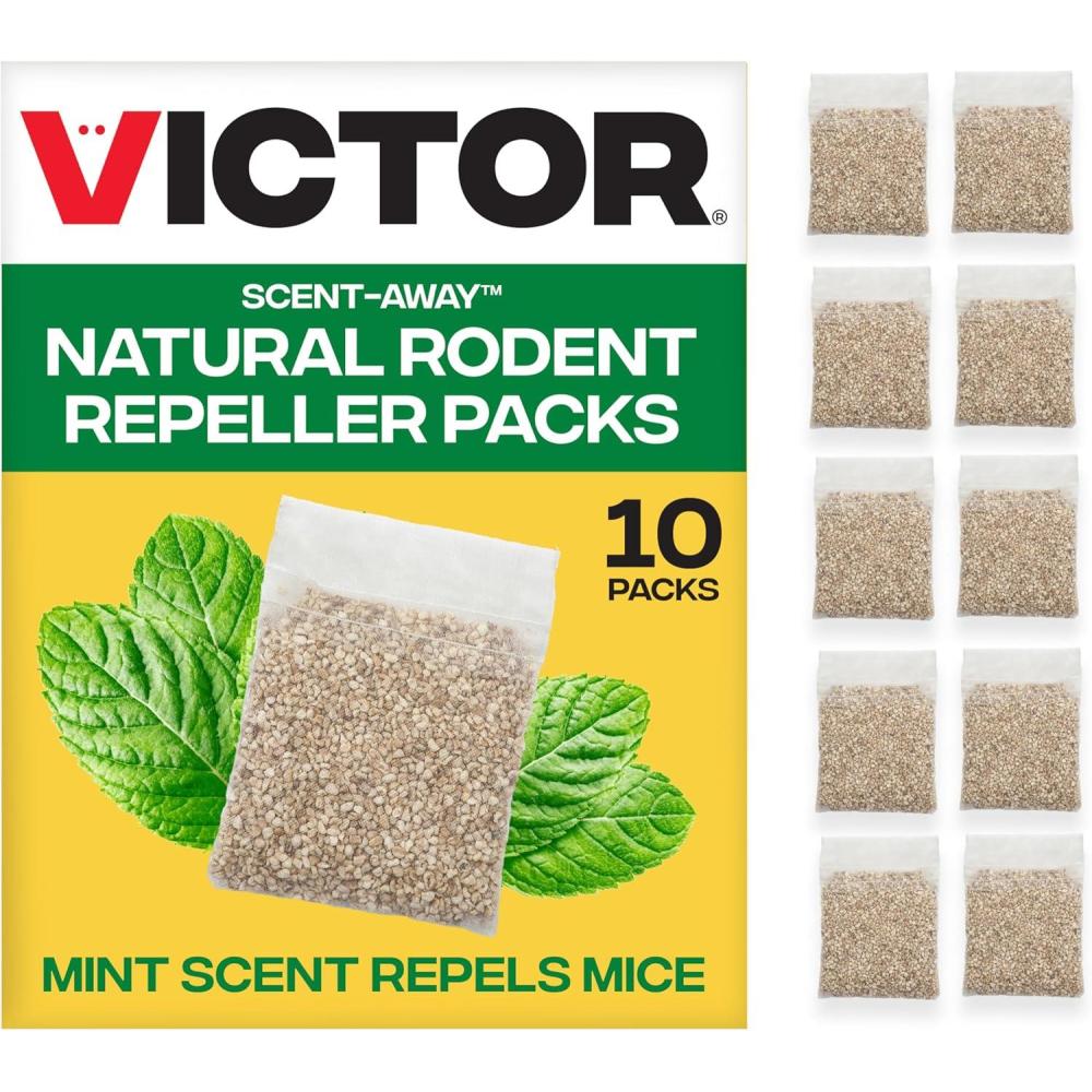 imageVictor ScentAway Mouse Repellent Pouches with Peppermint Oil Natural Rodent Repeller for Indoor and Outdoor Use 10 Pack M805B2SR10 Pack