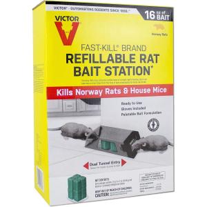 Victor Fast-Kill Brand Refillable Rat Poison Bait Station – 8 Baits(8 Blocks)