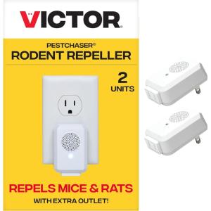 Victor PestChaser Rodent Repellent with Nightlight & Outlet – 1 Pack – M751PS – High Frequency Rodent Repeller – Repel Rodents Indoors(2 Pack)