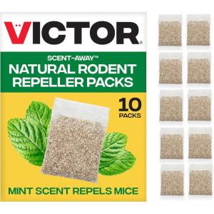 Victor Scent-Away Mouse Repellent Pouches with Peppermint Oil – Natural Rodent Repeller for Indoor and Outdoor Use, 10 Pack M805B-2SR(10 Pack)