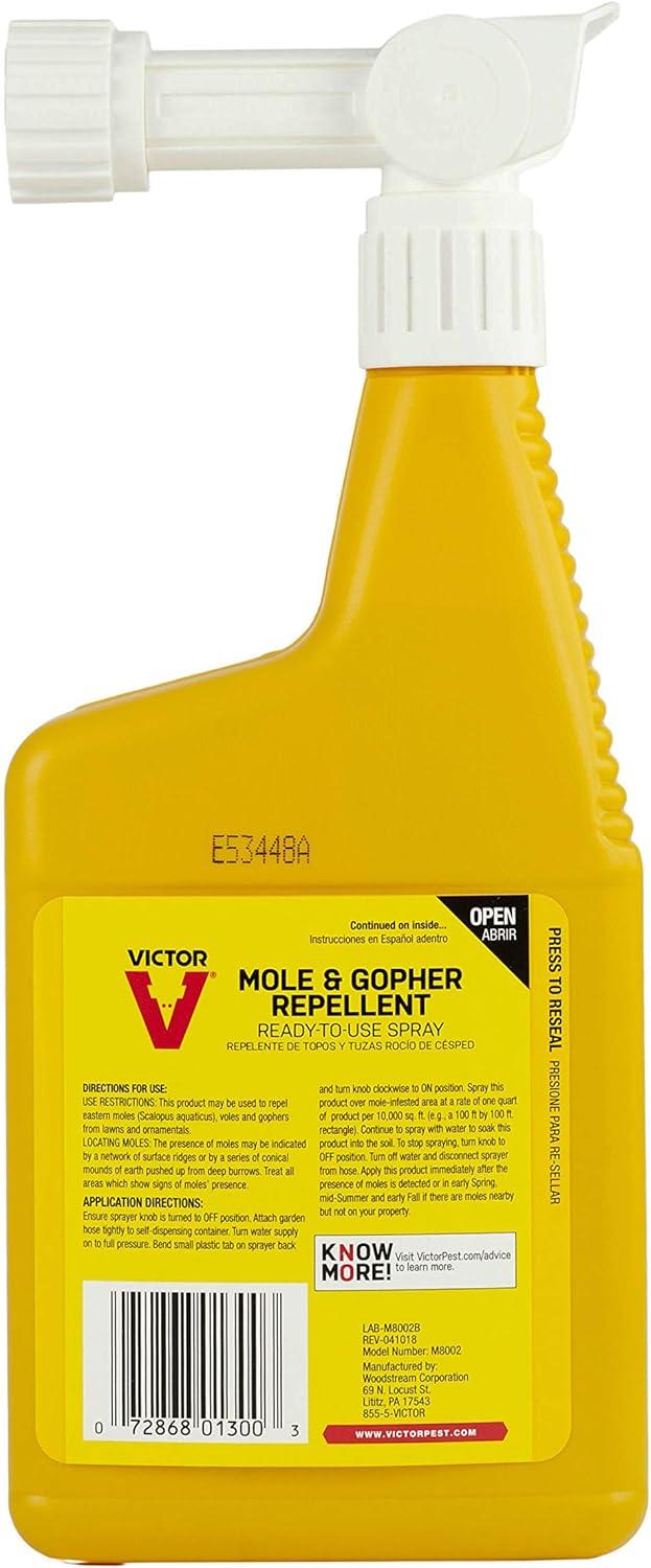 imageVictor Mole ampamp Gopher Repellent Readyto Use Spray M800232 fl oz Bottle Covers up to 10000 Sq Ft Repel Moles and Gophers HoseEnd Spray