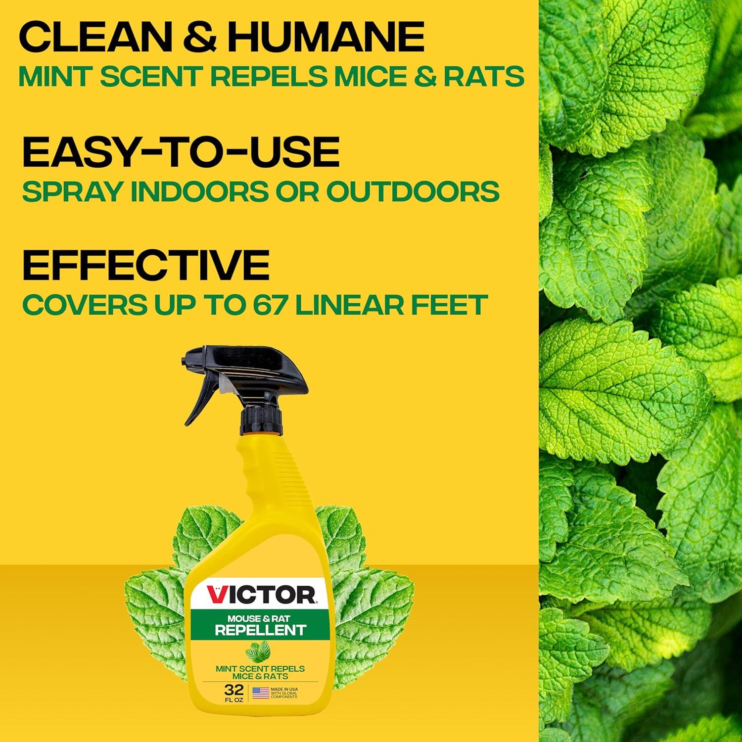 imageVictor Mouse and Rat Repellent Spray M809 Natural NonToxic Rodent Repellent Spray for Indoor and Outdoor Use Ready to Use 32 fl oz Bottle Up to 67 Linear Ft Coverage32 fl oz