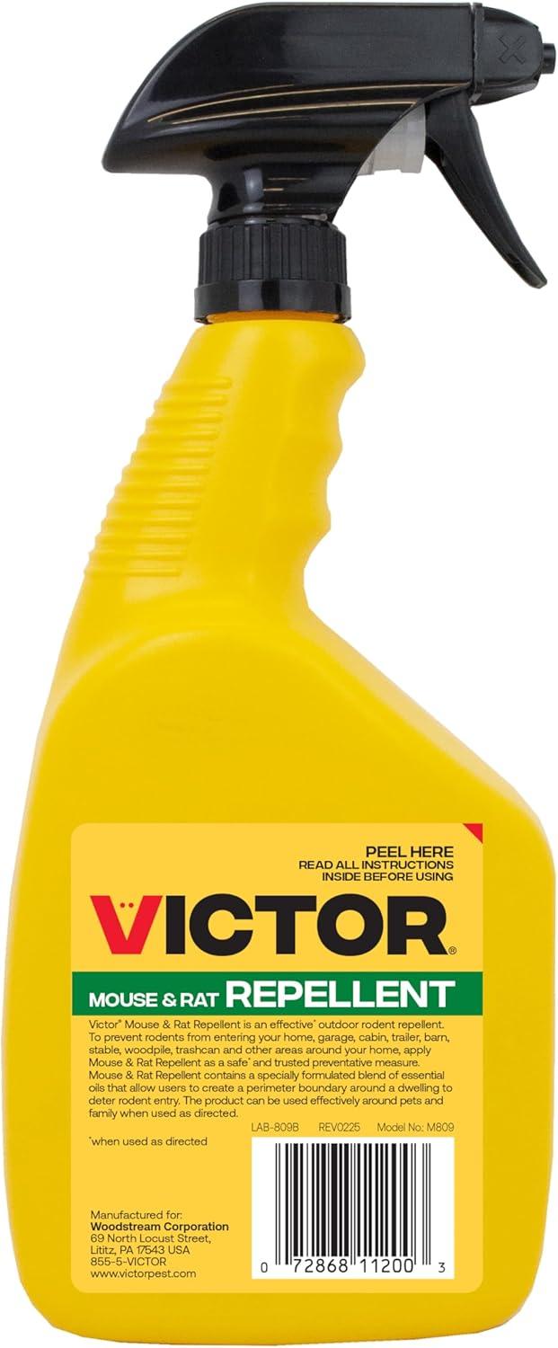 imageVictor Mouse and Rat Repellent Spray M809 Natural NonToxic Rodent Repellent Spray for Indoor and Outdoor Use Ready to Use 32 fl oz Bottle Up to 67 Linear Ft Coverage32 fl oz