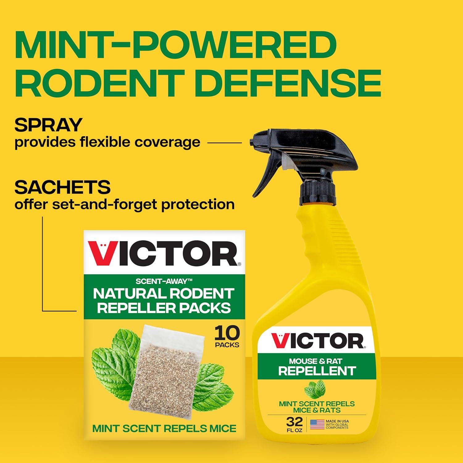 imageVictor Mouse and Rat Repellent Spray M809 Natural NonToxic Rodent Repellent Spray for Indoor and Outdoor Use Ready to Use 32 fl oz Bottle Up to 67 Linear Ft Coverage32 fl oz