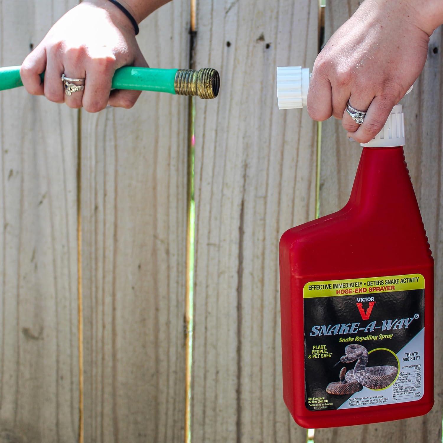 imageVictor SnakeAWay HoseEnd Snake Repellent Spray Snake Repellent for Outdoors VP364HE Treats 500 sq ft Deter Venomous and NonVenomous Snakes