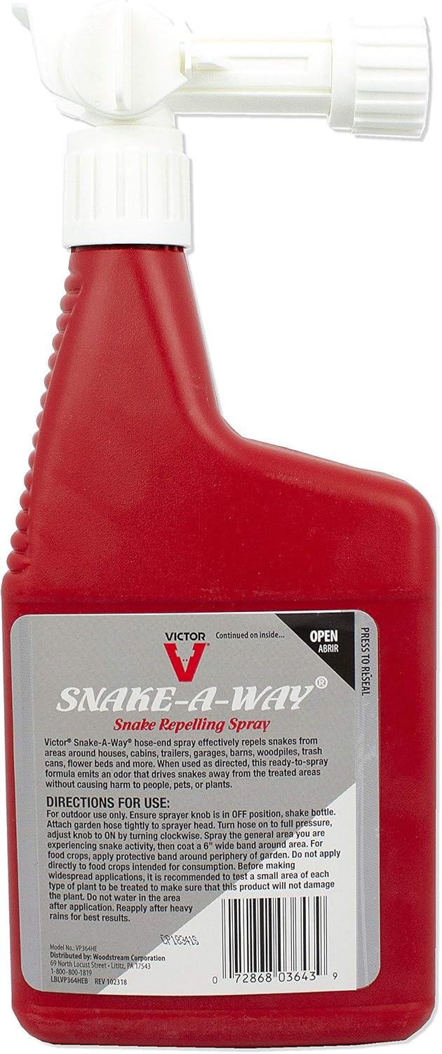 imageVictor SnakeAWay HoseEnd Snake Repellent Spray Snake Repellent for Outdoors VP364HE Treats 500 sq ft Deter Venomous and NonVenomous Snakes