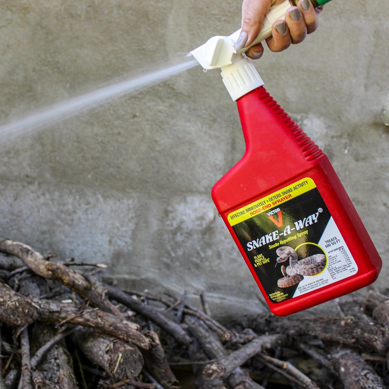 imageVictor SnakeAWay HoseEnd Snake Repellent Spray Snake Repellent for Outdoors VP364HE Treats 500 sq ft Deter Venomous and NonVenomous Snakes