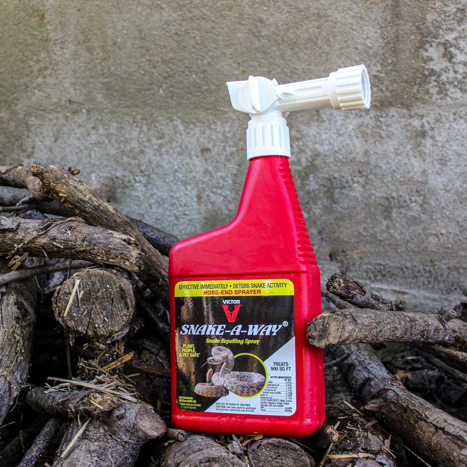 imageVictor SnakeAWay HoseEnd Snake Repellent Spray Snake Repellent for Outdoors VP364HE Treats 500 sq ft Deter Venomous and NonVenomous Snakes