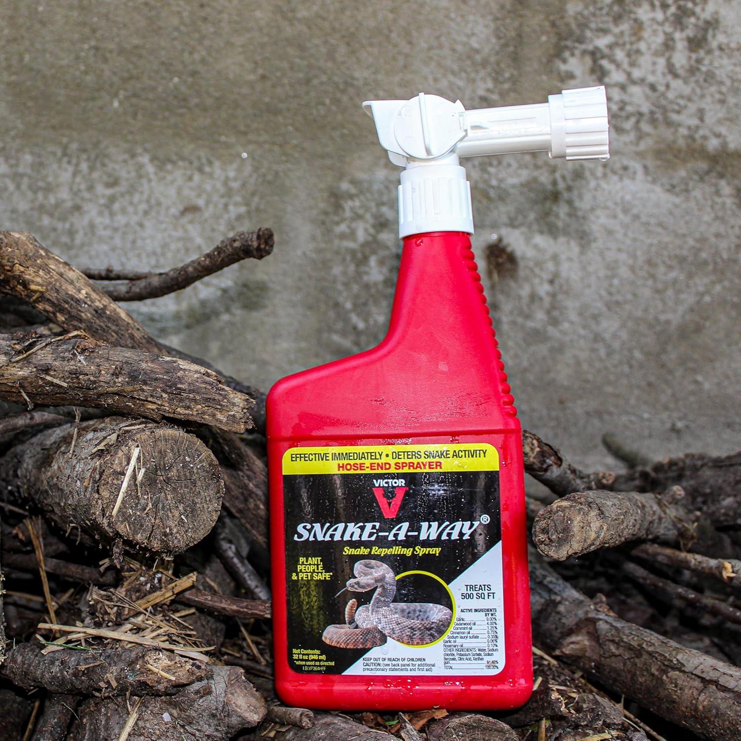 imageVictor SnakeAWay HoseEnd Snake Repellent Spray Snake Repellent for Outdoors VP364HE Treats 500 sq ft Deter Venomous and NonVenomous Snakes