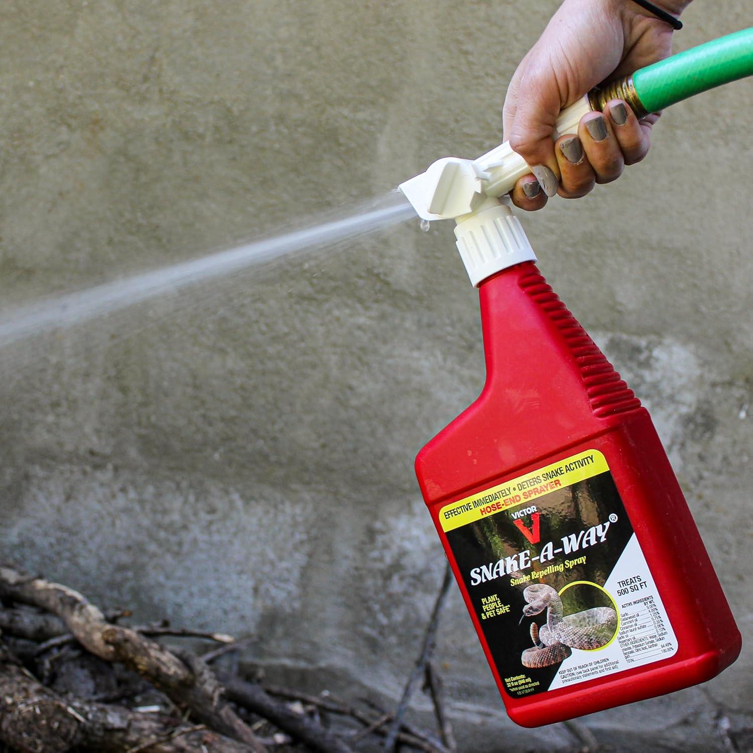 imageVictor SnakeAWay HoseEnd Snake Repellent Spray Snake Repellent for Outdoors VP364HE Treats 500 sq ft Deter Venomous and NonVenomous Snakes