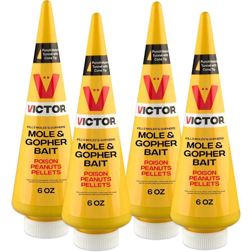 imageVictor M6006 Outdoor Mole ampamp Gopher Poison Peanuts Mole and Gopher Killer Bait 4 Pack4 Pack