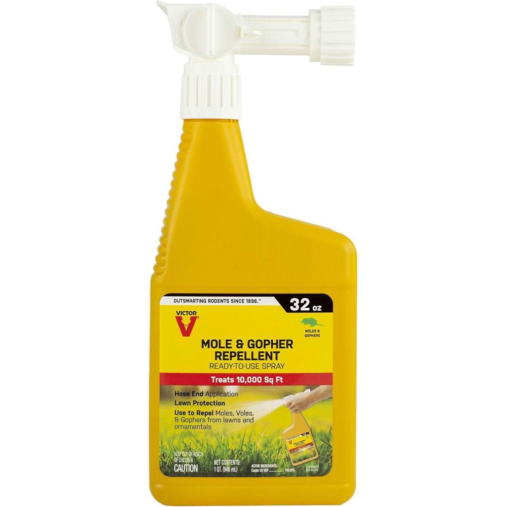 imageVictor Mole ampamp Gopher Repellent Readyto Use Spray M800232 fl oz Bottle Covers up to 10000 Sq Ft Repel Moles and Gophers HoseEnd Spray