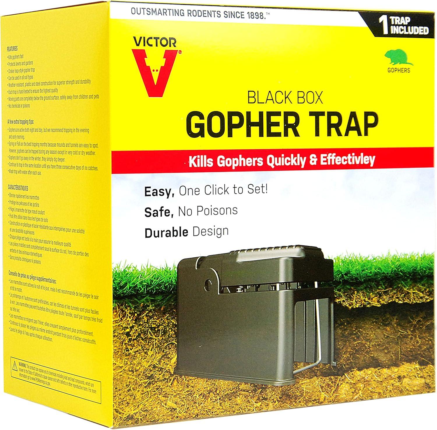 imageVictor Black Box Gopher Trap Gopher Traps Durable Design Outdoor Trap for Gophers Victor 0626No Size