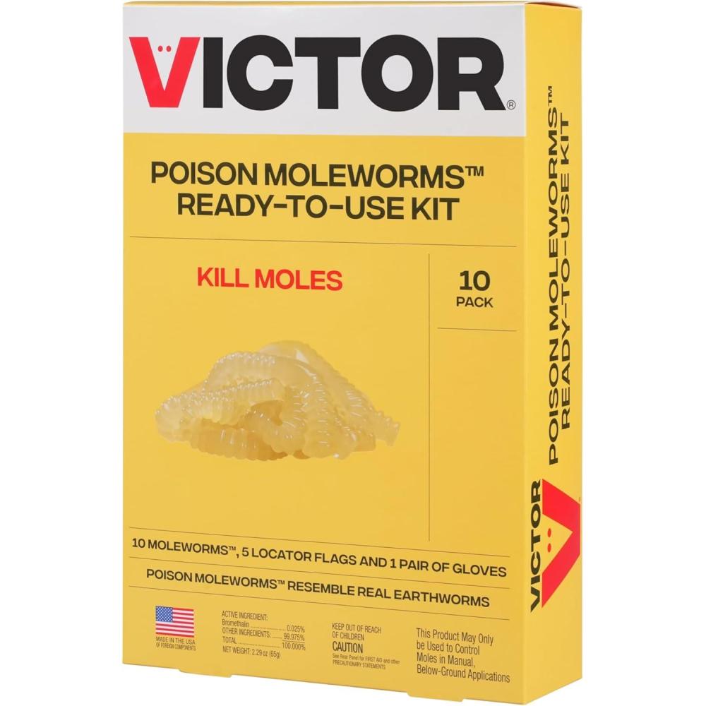 imageVictor Poison Moleworms  M6009  10 Worms 5 Tunnel Locator Flags  Kills Moles Outdoors