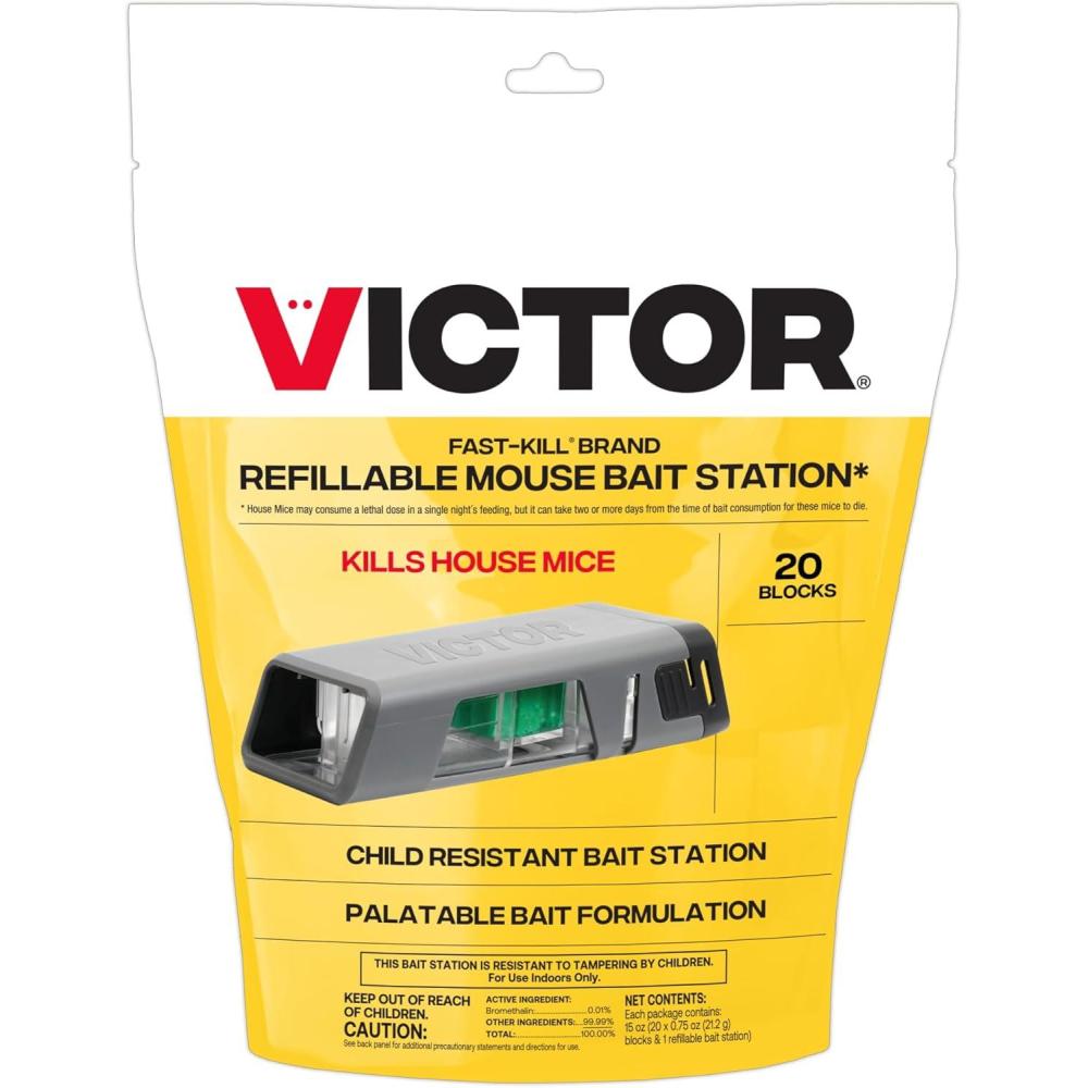 image:imageVictor FastKill Brand Refillable Mouse Poison Bait Station 20 Baits Dual Entry Design M9231 Pack