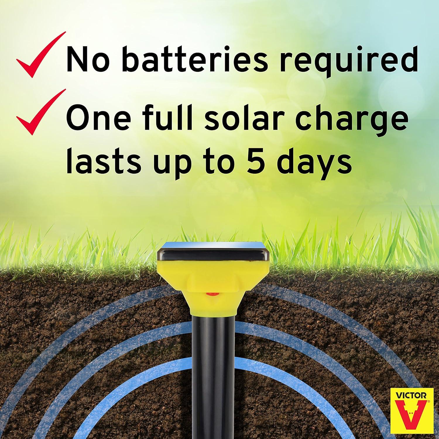 image:imageVictor Mole and Gopher Solar Powered Sonic Spike Outdoor Mole and Gopher Repellent M9014 Chemical Free Solution SolarPowered1 Count Pack of 2