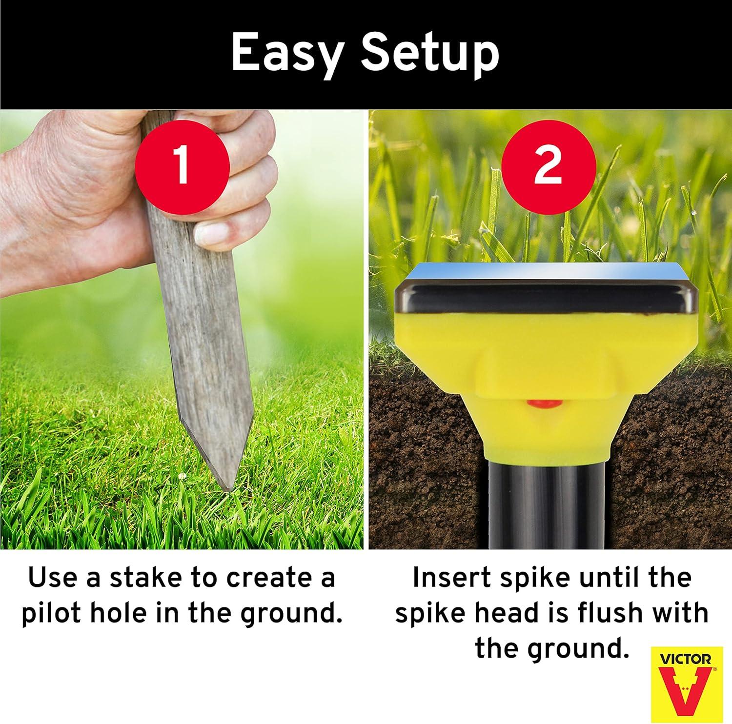 image:imageVictor Mole and Gopher Solar Powered Sonic Spike Outdoor Mole and Gopher Repellent M9014 Chemical Free Solution SolarPowered1 Count Pack of 4