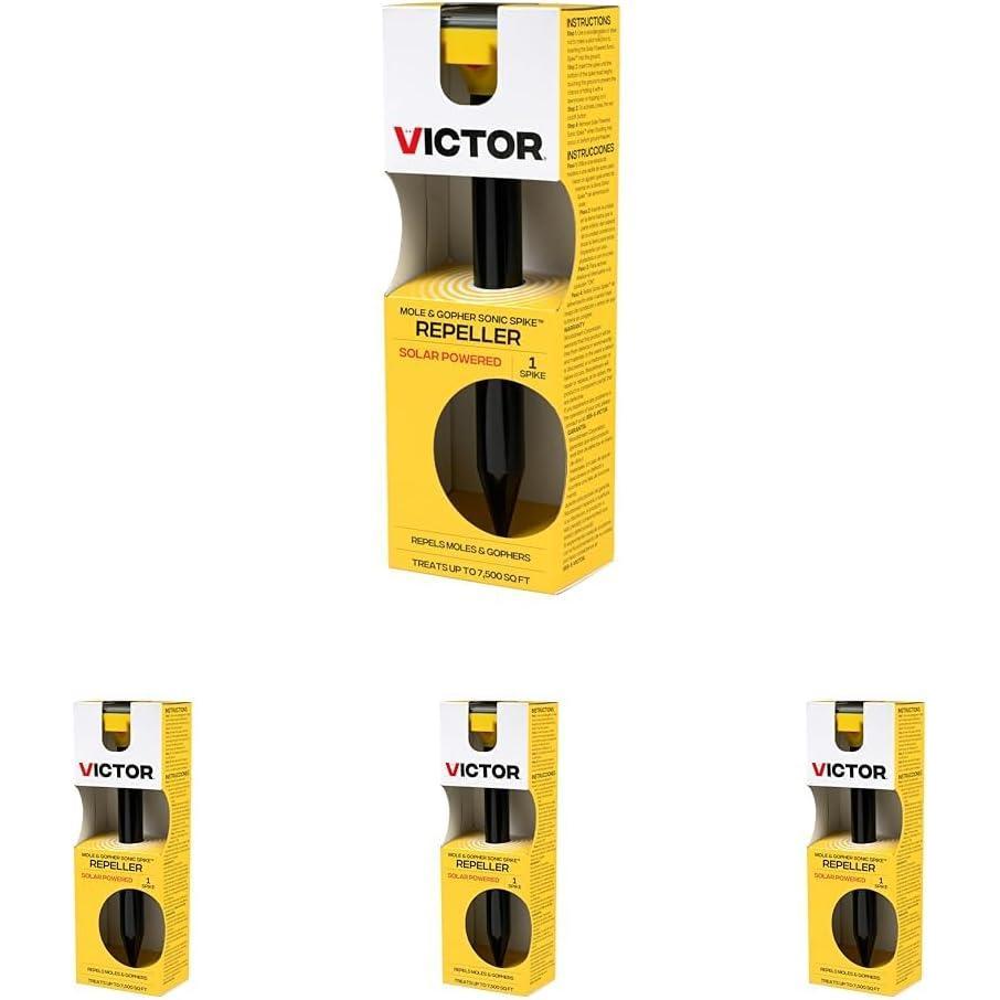 image:imageVictor Mole and Gopher Solar Powered Sonic Spike Outdoor Mole and Gopher Repellent M9014 Chemical Free Solution SolarPowered1 Count Pack of 4